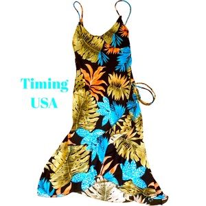 Tropical print party dress
